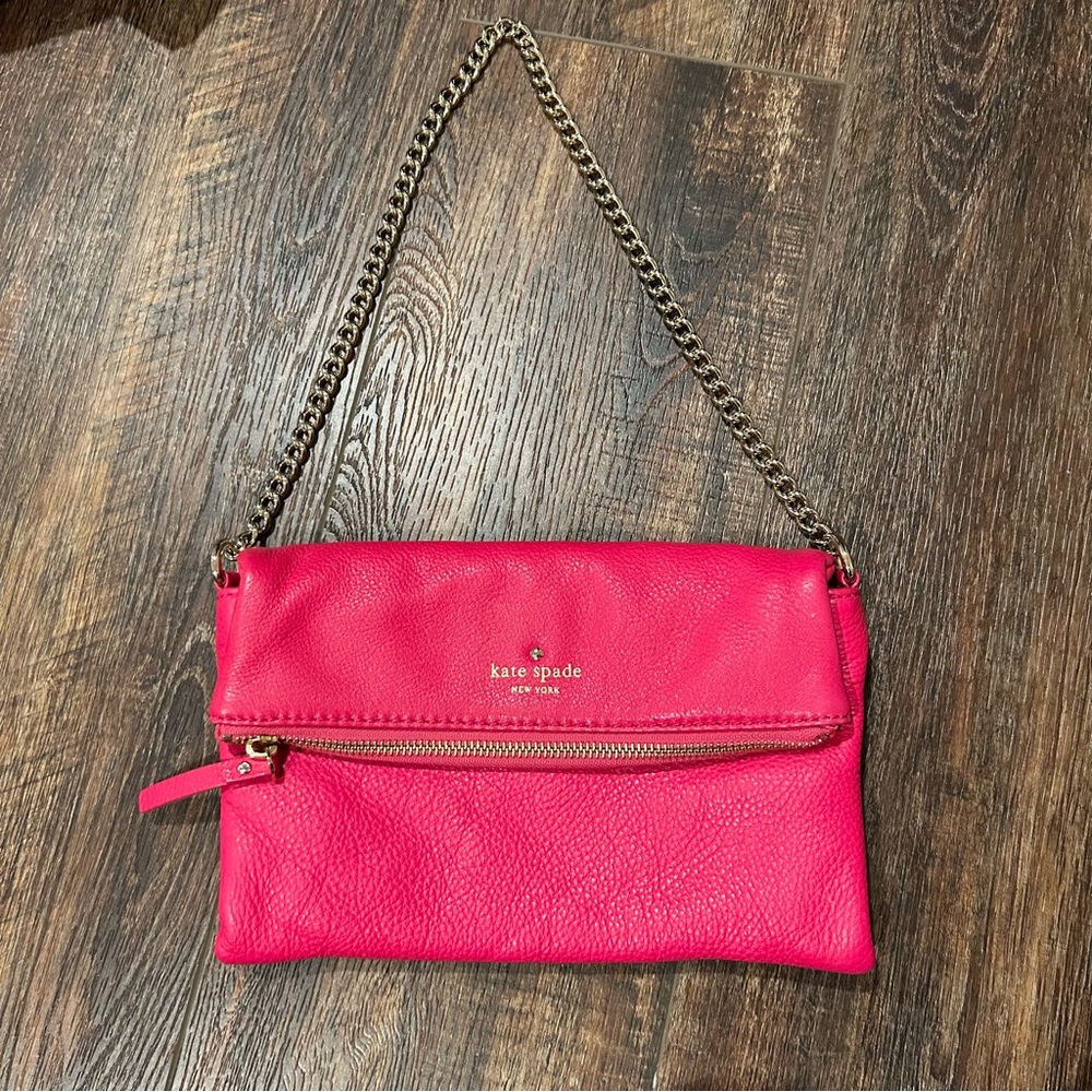 Kate Spade Vibrant Pink Clutch with Chain Strap